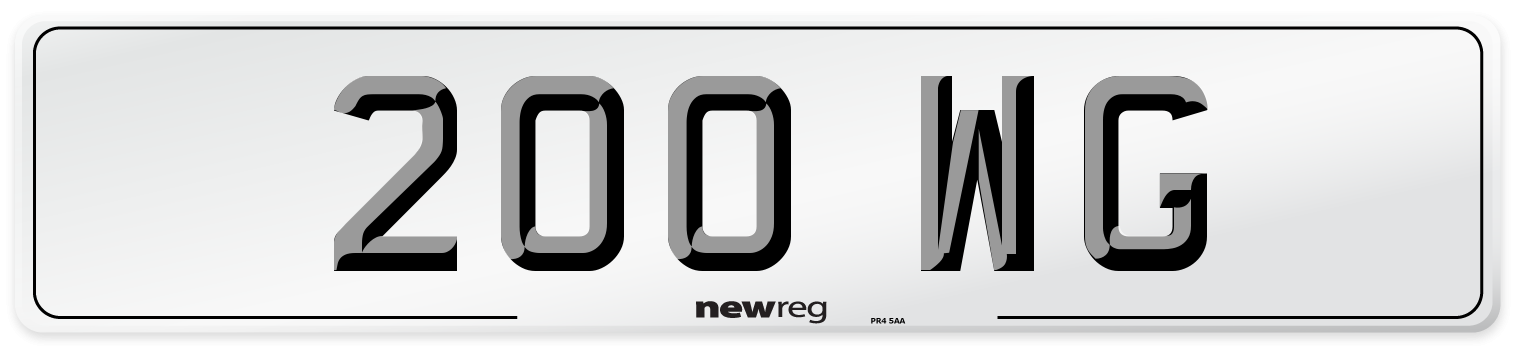 200 WG Number Plate from New Reg